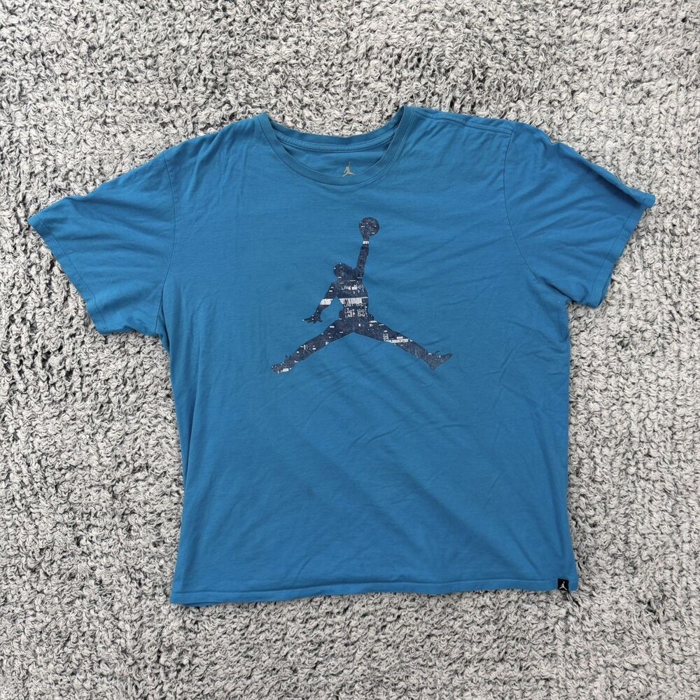 Vintage Nike Air Jordan Basketball Shirt • Teal • Large Last shot  Print Logo